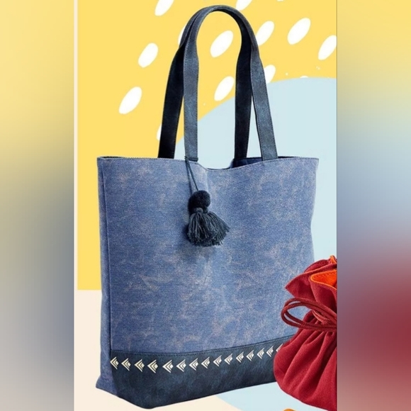 Silpada Handbags - Silpada Stylish Blue Tote Bag with Tassel